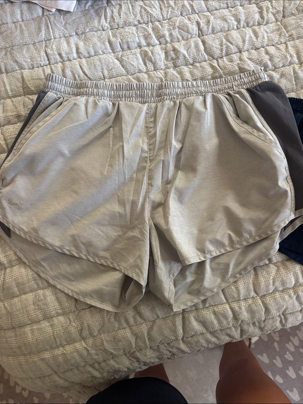 2 pair of Under Armour Women's Athletic Shorts - light grey and navy blue. Large